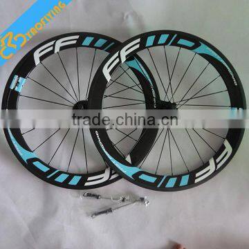 Popular green FFWD chinese carbon road bike wheels beautiful carbon bicycle wheels 3K/UD weave carbon wheels for road bike