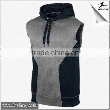 Branded 100% Polyester Plain Sleeveless Hoodie T Shirt