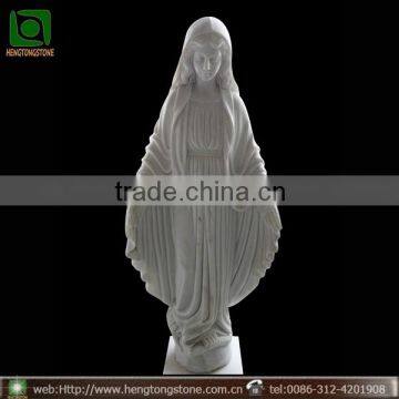 Hand Carved White Marble Stone Virgin Mary Statue