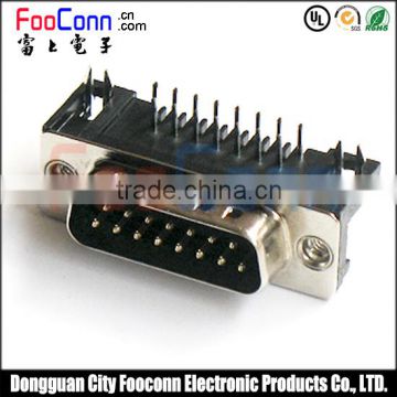 2 rows 15Pin D-sub male connector for 90 degree pcb mount