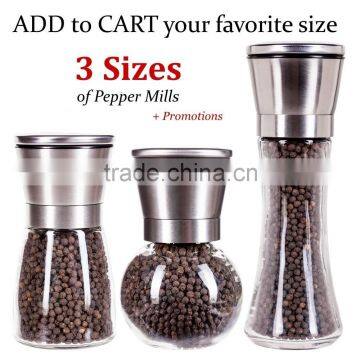 pepper and spice grinder glass bottle / jar / salt mill / pepper shaker