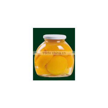 2016 corp canned yellow peach halves in light syrup in glass jar 580ml