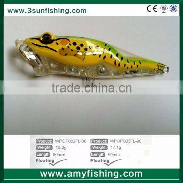 8cm 10.3g 9cm 17.1g handmade hard fishing popper frog lure