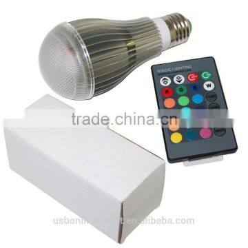 Durable 9W E27 Led Light Color RGB Magic Led Light Bulb With Wireless Remote photo-3