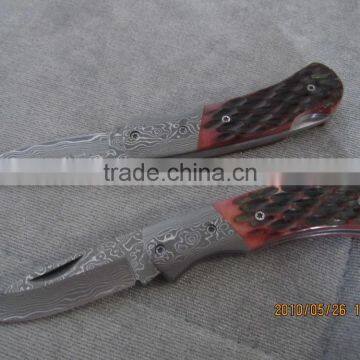 Outdoor Mini Damascus Pocket Knife Gift Folding Knife photo-2