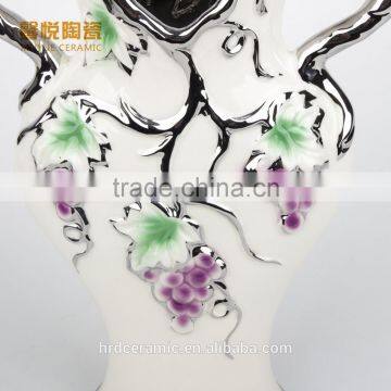 Stock Golden Vase Ceramic Dinner Plate With Grape Design Ceramic Plates Dishes photo-3