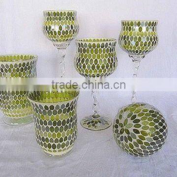 elegant green mosaic glass vase