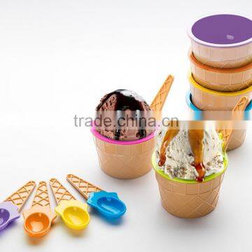 plastic ice cream container with spoon th-670