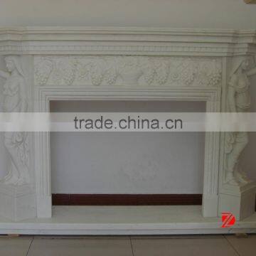 white artificial marble figure fireplace mantel