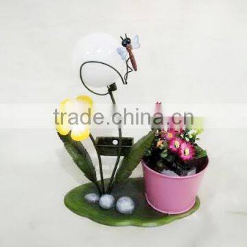 colorful iron planter with solar light for garden decoration