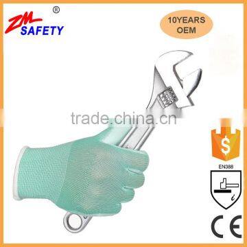 Cheap Grey Lightweight Palm Coated Safety PU Glove With 13Gauge Machine Knit Nylon Polyester Shell photo-3