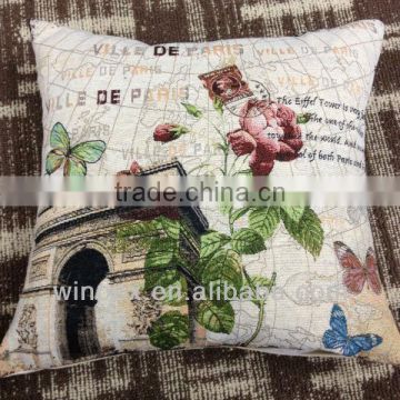 Natural woven jacquard cushion-Ville de Paris