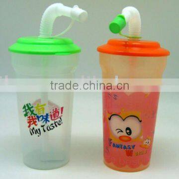 2016 Plastic Drinking Cup 350ML With Straw For Kids