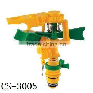 Swing arm Sprinkler, CS-3009 Plastic impulse sprinkler with plastic wheel base plastic lawn sprinkler