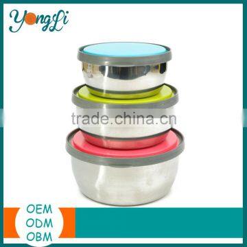 Leak-Proof Lids With Bowl - Set of 3 Stainless Steel Food Containers