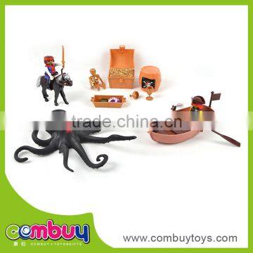 Children pretend toy plastic mini pirate ship set