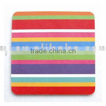 2015 new hot product rainbow cardboard paper coaster with recycled pap