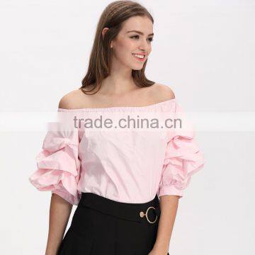 2017 Women off Shoulder New Summer Cotton Blouse Designs photo-3