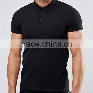 Hot Sale New Short Sleeve Button Placket Black Men's 97% Polyester 3% Spandex Breathable Pique 200g Casual Slim Body Polo Shirt photo-3