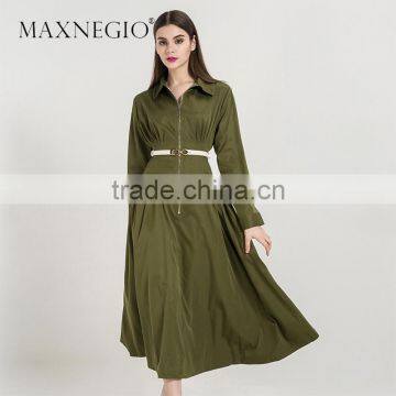 European Design Elegant Autumn Dress Women Casual Long Sleeve Dress Brand Fashion Pleated Ladies Dreses photo-2