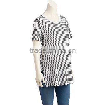100%cotton Comfortable Big Tall Wholesale Round Neck Maternity Two Tone T-shirt photo-3