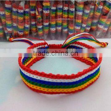 New design rainbow color string braided bracelets hand woven fabric cord bracelets friendship bracelets gifts