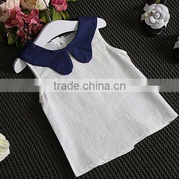 Wholesale Children Cotton and Linen Set Cute Girl Sleeveless Doll Shirt Shorts Two Piece photo-5