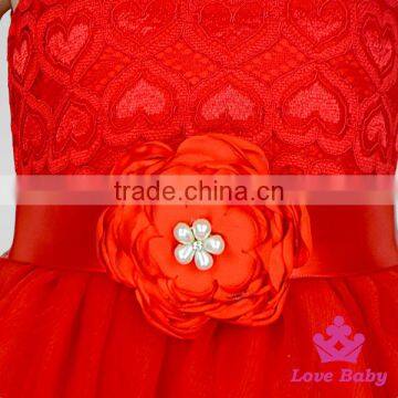 53SQG056 Lovebaby Beautiful Baby Party Sleeveless Red Tops With Pink 3 Layers Yarn TUTU Dress Silk Frock Design photo-3