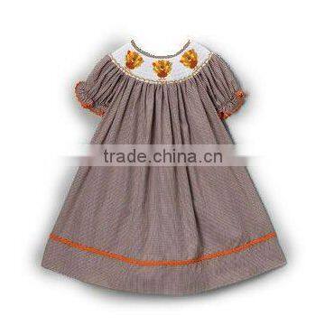 Brown Gingham Turkey Bishop Dress