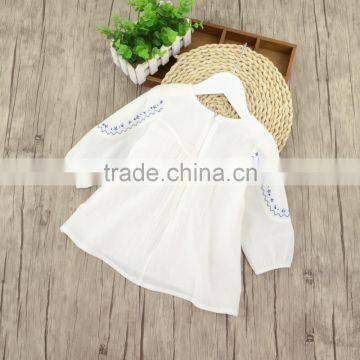 S33524W Girls Blouse Flower Embroidery Korea Style Sweet Blouses photo-2