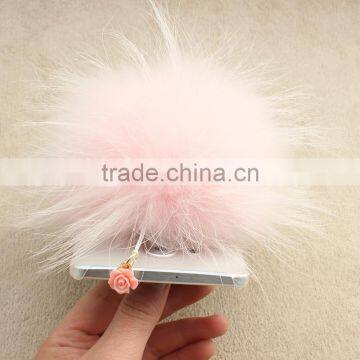 Myfur Real Pink Color Raccoon Fur Ball for Mobile Phone Dust Plug photo-2