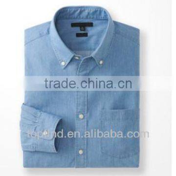 100% Leisured denim style fitted long sleeve shirt Men