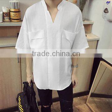 7 Minutes of Sleeve Cotton T-shirt Men Loose Shirt is Pure Color photo-4