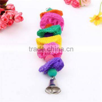 Newest Colorful Loofah Sponge Pet Bird Parrot Cage Macaw Cockatoo Cockatiel Conure Handmade Toy Plant Fibre Parrot Chew Toy photo-2