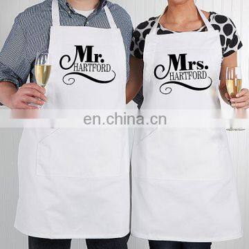 printing 100% cotton chef vintage apron with pocket in white color