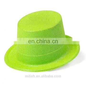 MH-2155 Classic Party kit PVC Plain Full Size bright green Glitter Plastic Top Hat