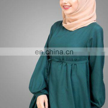 2017 New Islamic Design Long Muslim Kaftan Dress Abaya Teal Flared Maxi Dresses Women Simple Long Abaya photo-4