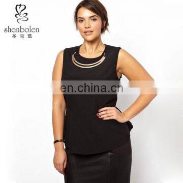 M3009 Latest design fancy ladies round neckline sleeveless xxxxl women plus size clothing