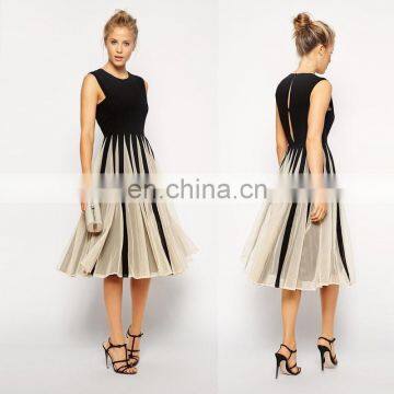 CH330 Cheap Women Apparel Sleeveless Black Chiffon Tulle Net Vintage Splice Dresses Women