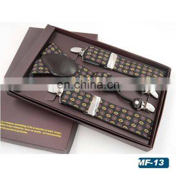 High Quality mens leather clips suspenders 4 clips suspenders