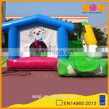 AOQI good quality outdoor game dog mini inflatable slide with bouncer commerical party inflatable slide for promotion