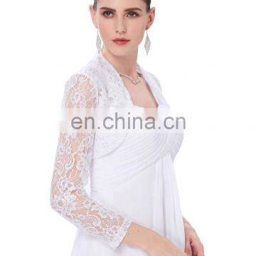 Belle Poque Womens Long Sleeve Cropped Black Lace Shrug Bolero BP000339-1 photo-2