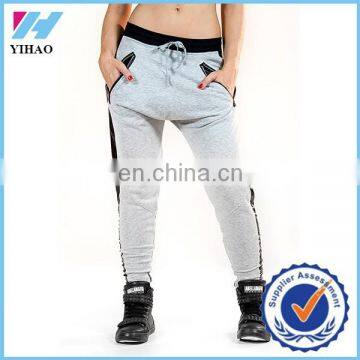 Trade Assurance 2015 New Womens Custom Sports Gym Jogger Wear Zipper Grey Sweat Pants