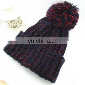 Mixed Color Winter Custom Hat Ladies Fashion Pompom Hat