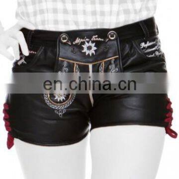 German leather shorts Oktoberfest leathershorts jail black Women Bavarian-Oktoberfest-Trachten-Short-Lederhosen-All-Size