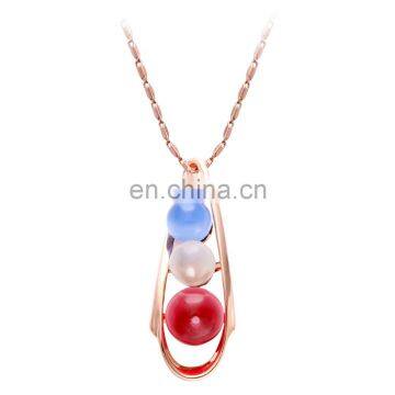 Hot Sale Jewelry Beautiful Rose Gold 3 Colors Big Pearls Long Pendant Necklace For Girls