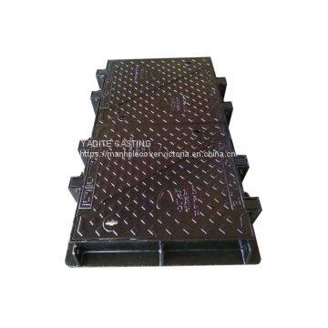 D400 Double Triangle Heavy Duty Cast Iron Black Bitumen Painting Manhole Cover