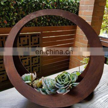 Abstract yard ornaments metal circle flower pot succulent pot