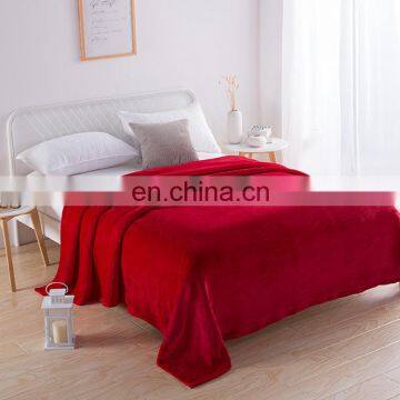 Factory wholesale winter new warm flannel solid color edging coral fleece blanket