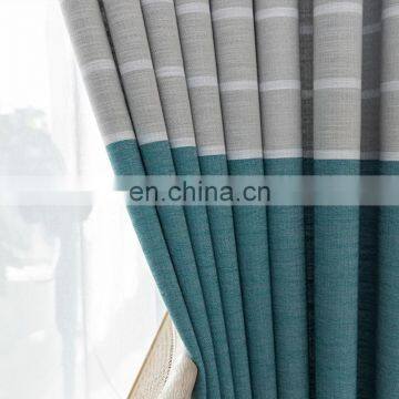 Good Quality Simple Style Cotton Linen Fabric Decorative Striped Home Textile Blackout Shade Curtain photo-3